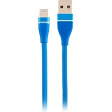 Mf Product Jettpower 0060 Metal Başlıklı Örgülü 3 In 1 Hızlı Şarj Kablosu 1.2 M Mavi