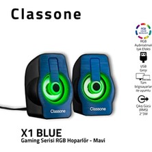 Classone X1 Blue Rgb Gaming Hoparlör - Mavi