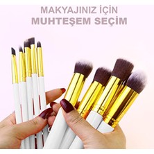 Mujgan | 10'lu Makyaj Fırça Seti | Beyaz Renk