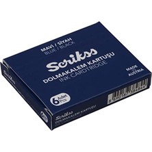Scrikss Kartuş Dolma Kalem Kartuşu 6'lı Paket Mavi/siyah