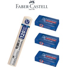 Faber-Castell  Sınav Seti - 3 Adet Sınav Silgisi Grip Min 120'LI 0.7 mm Uç Seti Beyaz Tüp