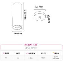 Nevo Dekoratif Tekli Sarkıt 5W 6500K Beyaz Işık Siyah Portakal NS236-1