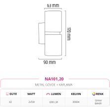 Nevo Çift Yönlü Iç Mekan Aplik Siyah Bakır 3000K Gün Işığı NA101