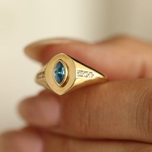 By Milo Jewellery Blue Eye Altın Yüzük