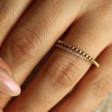 By Milo Jewellery Tomurcuk Çapraz Taşlı Altın Yüzük