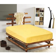 Monohome %100 Pamuklu Ranforce Fitted Sarı Tek Kişilik Lastikli Çarşaf 100*200