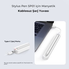 Bix DK01 Bluetooth Stylus Pen SP01 için Manyetik Kablosuz Dock Station Şarj Yuvası Beyaz