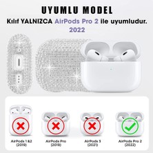 Microsonic Airpods Pro 2.nesil Kılıf Diamond Swarovski Görünümlü Taşlı Gümüş