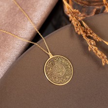 Dkmn Silver Nazar Duası Daire Biçimli Gümüş Kolye Kadın Gümüş Kolye Dualı Kolye