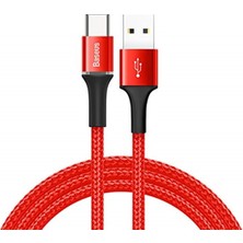 Baseus Halo, 3.0 A Usb-A & Usb-C Şarj & Data Aktarım Kablosu, 1 Metre, Kırmızı