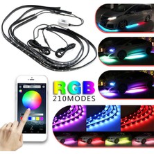 Cuticate Araba LED Renkli Underbody Şasi Işık App Kontrol Atmosfer Işık Şerit Normal Renkli (Yurt Dışından)