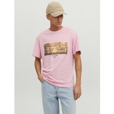 Jack & Jones Jorprıze Tee Ss Crew Neck Tg Pembe Erkek T-Shirt 12238168-Prism