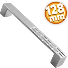 Badem10 Bihter Desenli Mobilya Mutfak Dolabı Çekmece Dolap Kapak Kulpu Kulbu Krom 128 mm Metal Kulp