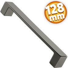 Badem10 Bihter Düz Mobilya Mutfak Dolabı Çekmece Dolap Kapak Kulpu Kulbu Füme 128 mm Metal Kulp