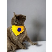 Yellow Blue Kedi Bandana, Fular, Kedi Kıyafeti Kedi Elbisesi