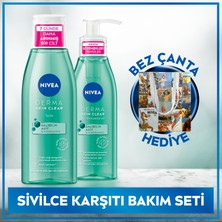 NIVEA Derma Skin Clear Yüz Temizleme Jeli 150ml ve Tonik 200ml,Bez Çanta Hediye