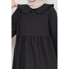 Hafsa Mina Bebe Yaka Tesettür Elbise Siyah