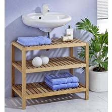 Gudy Wood Guwywood  Ahşap Lavabo Altı Rafı Lavabo Altı Düzenleyici Açık Raf