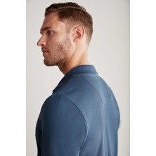 Vintage Görünümlü Lacivert Polo Yaka T-Shirt