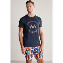 Hemington Logolu Pima Pamuk Lacivert T-Shirt