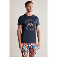 Hemington Logolu Pima Pamuk Lacivert T-Shirt