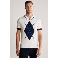 Hemington Desenli Fermuar Detaylı Beyaz Triko Polo
