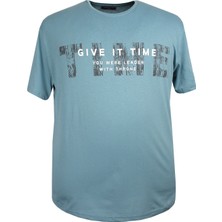 Baskılı Erkek Büyük Beden Bisiklet Yaka Tişört