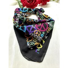 Als Accessories Siyah Üzerine Çok Renkli Desenli %100 Bandana