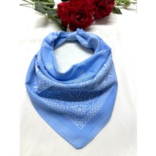 Als Accessories Açık Mavi Renk  Etnik Desenli %100 Koton Bandana