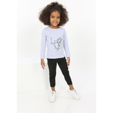 Toontoy Kız Bebek Çiçekli Yazı Nakışlı Tişört
