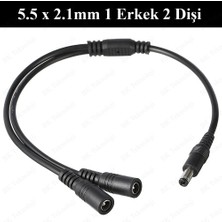 BK Teknoloji Dc Güç 5.5x2.1mm 1 Erkek - 2 Dişi Çoklayıcı Kablo Cctv