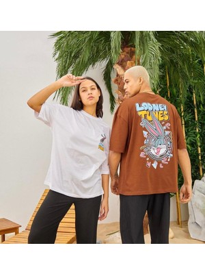 Unisex Looney Tunes Baskılı Oversize Tshirt