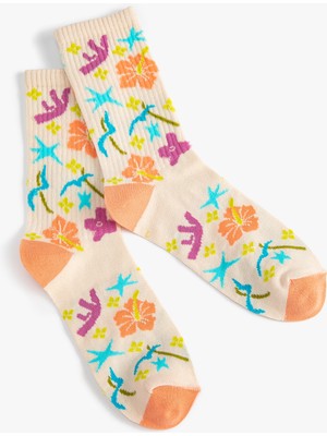 Koton Çiçekli Soket Çorap Işleme Detaylı