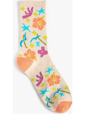 Koton Çiçekli Soket Çorap Işleme Detaylı