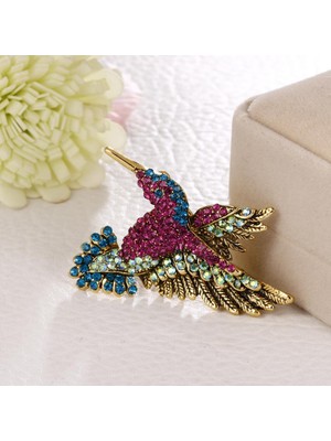 Retro Woodpecker Moda Broş Renkli Kristal Zarif Charm Girls Pin (Yurt Dışından)