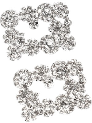 2x Rhinestone Ayakkabı Klipler Gelin Ayakkabı Cazibesi Aksesuarları Düğün Dekoru Gümüş (Yurt Dışından)