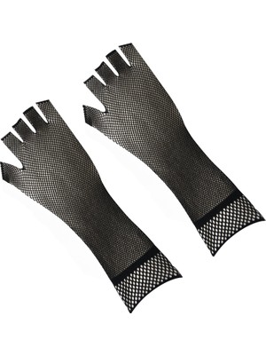 Punk Fishnet Yarım Parmak Eldiven Dans Kostüm Gotik Bayanlar Aksesuar Mesh (Yurt Dışından)