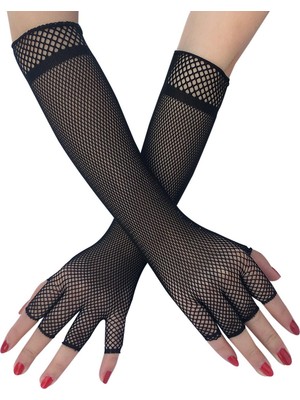 Punk Fishnet Yarım Parmak Eldiven Dans Kostüm Gotik Bayanlar Aksesuar Mesh (Yurt Dışından)