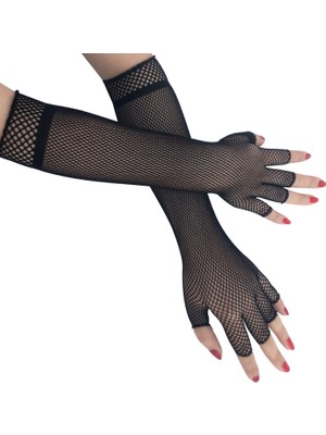 Punk Fishnet Yarım Parmak Eldiven Dans Kostüm Gotik Bayanlar Aksesuar Mesh (Yurt Dışından)