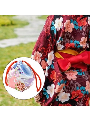 Japon Çanta Yukata Makyaj Sikke Çanta Ev Öğle Yemeği Çantası Kılıf Kılıfı Mavi Pembe (Yurt Dışından)