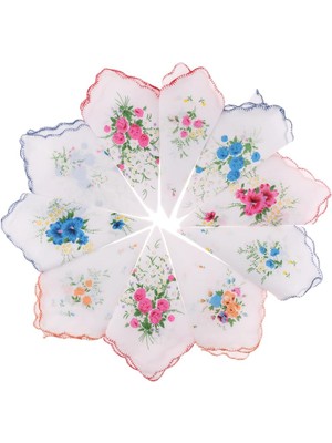 10PCS Kadın/kızlar Vintage Çiçek Pamuk Mendiller Hanky Wavy Kenar ile (Yurt Dışından)