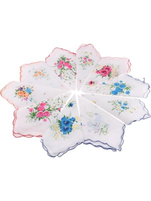 10PCS Kadın/kızlar Vintage Çiçek Pamuk Mendiller Hanky Wavy Kenar ile (Yurt Dışından)