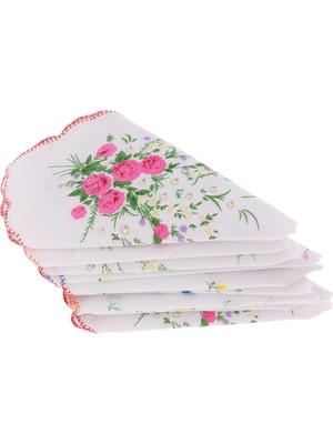 10PCS Kadın/kızlar Vintage Çiçek Pamuk Mendiller Hanky Wavy Kenar ile (Yurt Dışından)