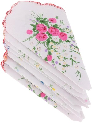 10PCS Kadın/kızlar Vintage Çiçek Pamuk Mendiller Hanky Wavy Kenar ile (Yurt Dışından)