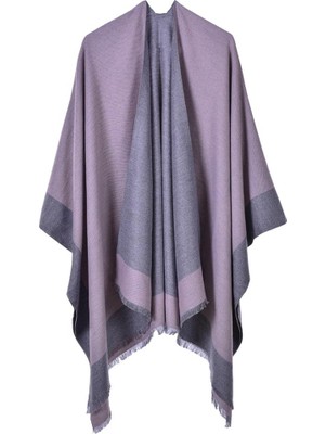 Kadınların Şal Sarısı Tersinir Poncho Cape Büyük Boy Kimono Hırka Pembesi (Yurt Dışından)