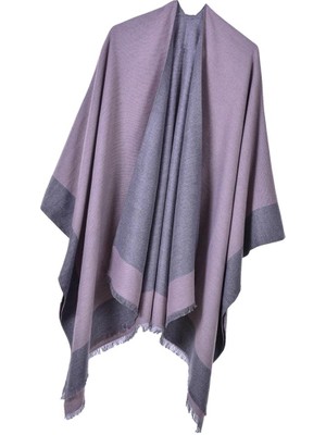 Kadınların Şal Sarısı Tersinir Poncho Cape Büyük Boy Kimono Hırka Pembesi (Yurt Dışından)