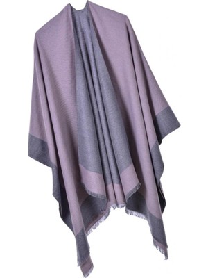 Kadınların Şal Sarısı Tersinir Poncho Cape Büyük Boy Kimono Hırka Pembesi (Yurt Dışından)