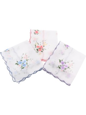 Güzel 3pcs Bayan Pamuk Çiçek Dantel Mendil Hanky Kerchief Hankies (Yurt Dışından)