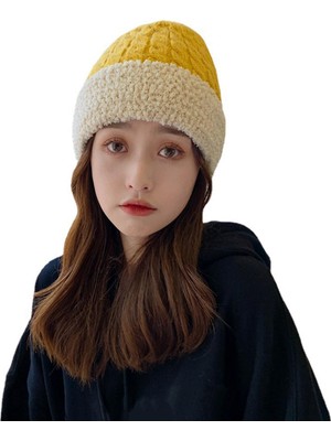 Kadınlar Örme Beanie Kış Moda Termal Şapkalar Açık Gadget Sarı (Yurt Dışından)