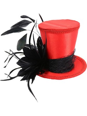 Vintage Tüy Büyüleyici Top Hat Düğün Gelin Kadın Kostüm Siyah (Yurt Dışından)